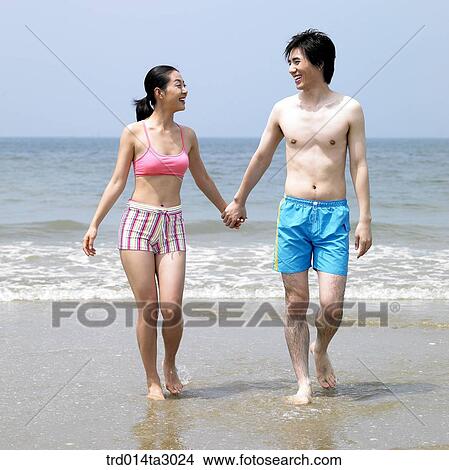 Picture - person, Korean, summering, vacation, Oriental, two people, woman. Fotosearch