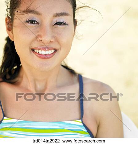 Stock Image - person, Korean, summering, vacation, Oriental, one person, woman. Fotosearch