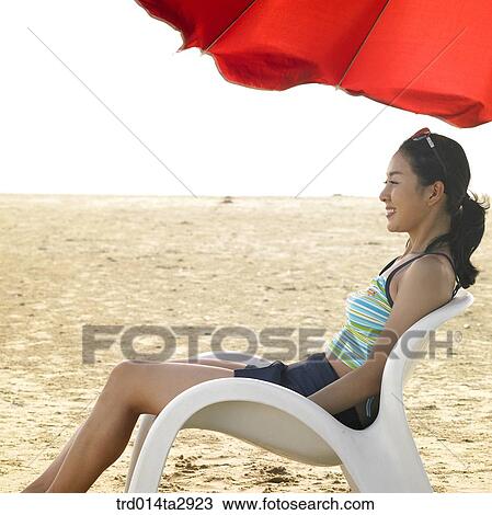 Stock Image - person, Korean, summering, vacation, Oriental, one person, woman. Fotosearch