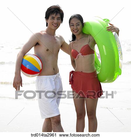 Stock Image - person, Korean, summering, vacation, Oriental, two people, woman. Fotosearch