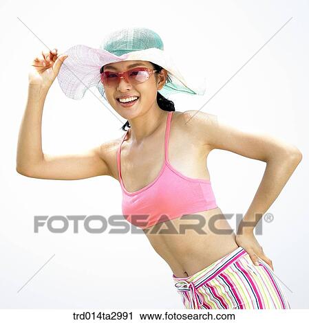 Stock Image - person, Korean, summering, vacation, Oriental, one person, woman. Fotosearch