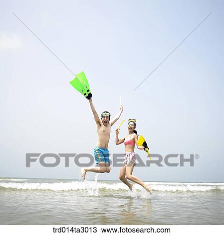 Stock Image - person, Korean, summering, vacation, Oriental, two people, woman. Fotosearch