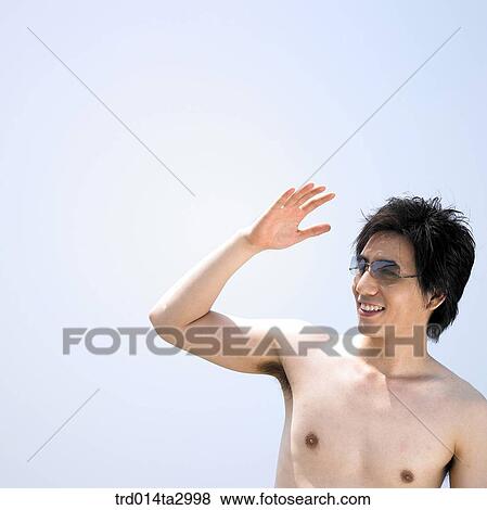 Stock Photo - person, Korean, summering, vacation, Oriental, one person. Fotosearch