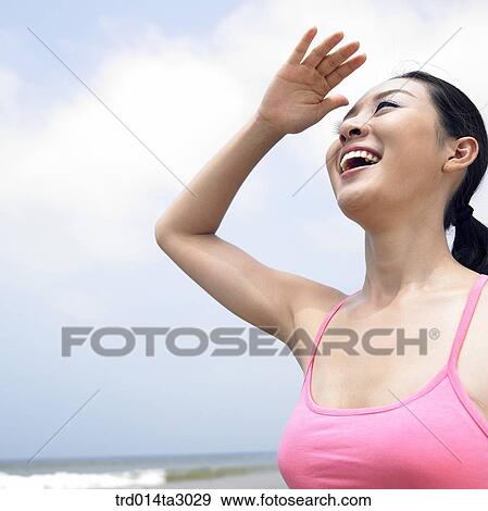 Stock Photo - person, Korean, summering, vacation, Oriental, one person, woman. Fotosearch