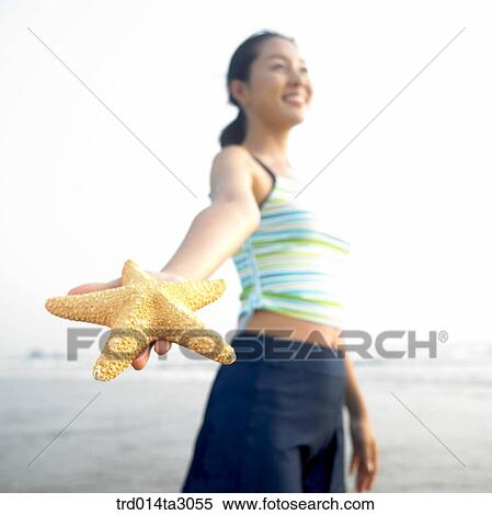 Stock Photography - starfish, gesture, posture, person, Korean, summering, vacation. Fotosearch