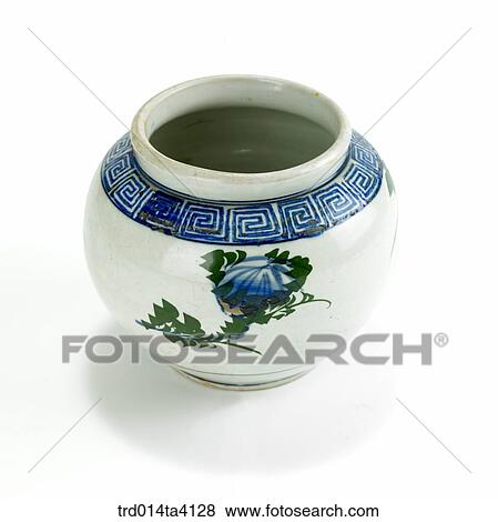 Stock Photo - peony-painted jar, object, antique, living article, folk, Korean tradition, tradition. Fotosearch