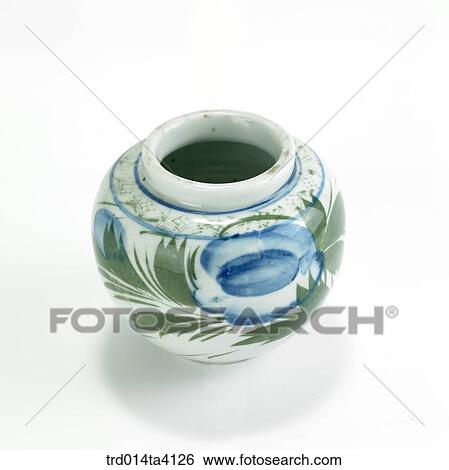 Stock Photograph - peony-painted jar, object, antique, living article, folk, Korean tradition, tradition. Fotosearch