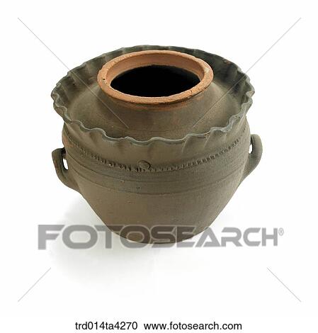 Stock Image - thick soypaste mixed with red pepper jar, object, antique, living article, folk, Korean tradition, tradition. Fotosearch