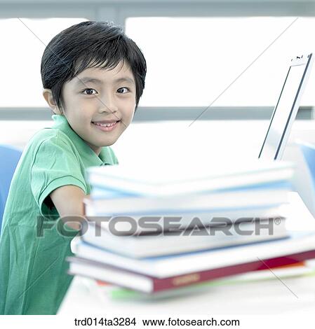 Picture - Boy taking his class. Fotosearch