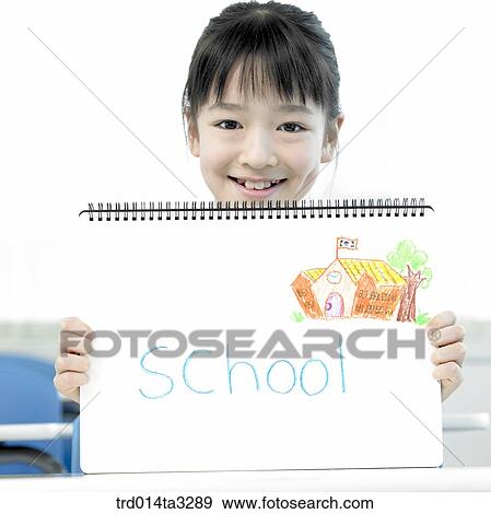 Girl holding schetch book View Large Photo Image Stock Photo - Girl holding schetch book. Fotosearch