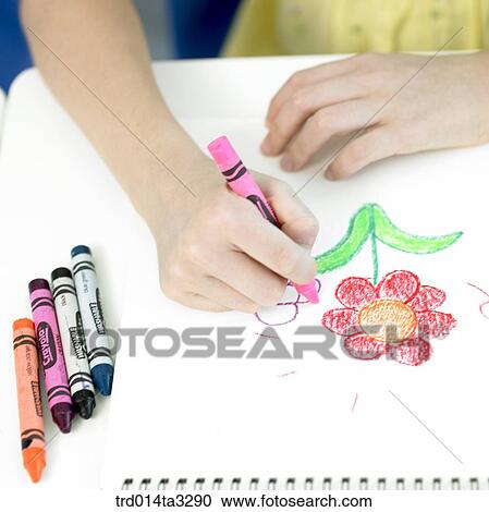 Stock Image - hand of child drawing picture. Fotosearch