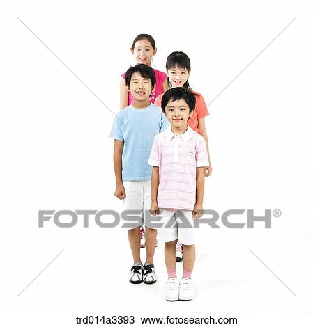 Stock Image - Children standing in a row. Fotosearch