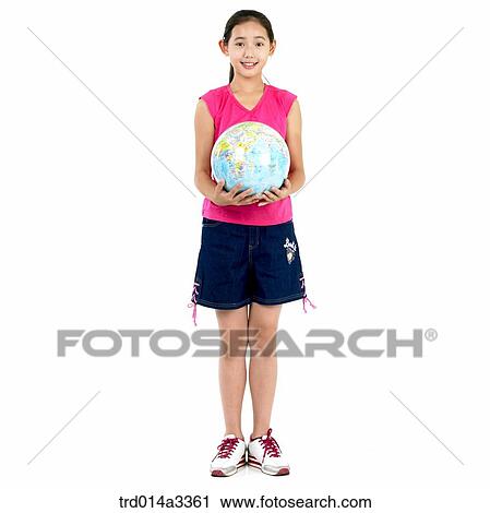 Girl holding the globe View Large Photo Image Stock Image - Girl holding the globe. Fotosearch