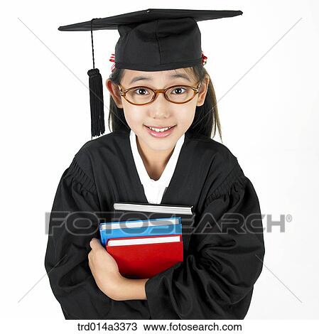 girl wearing graduation outfit with holding books View Large Photo Image Stock Image - girl wearing graduation outfit with holding books. Fotosearch