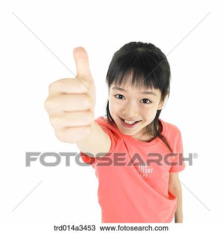 Stock Image - Girl with thumbs up. Fotosearch