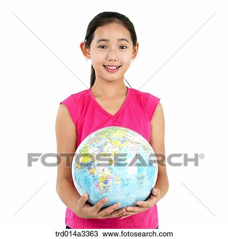 Girls holding the globe View Large Photo Image Stock Image - Girls holding the globe. Fotosearch