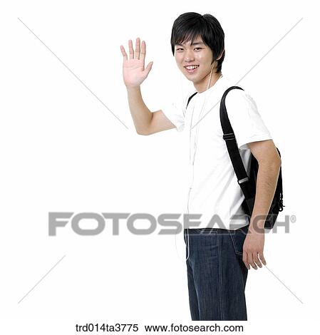 Stock Photography - Greeting teens in their way to school. Fotosearch