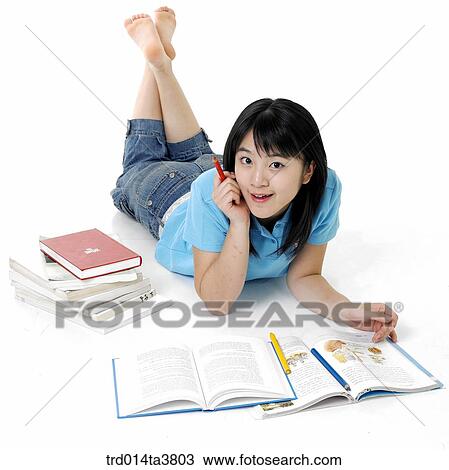 laying down teen girl studying View Large Photo Image Stock Image - laying down teen girl studying. Fotosearch