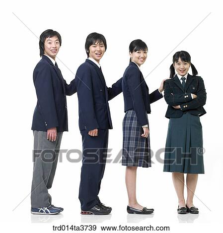 Posing teens in school uniform View Large Photo Image Stock Photo - Posing teens in school uniform . Fotosearch