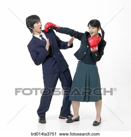 Teen in uniform with boxing glove and her friend View Large Photo Image Stock Image - Teen in uniform with boxing glove and her friend. Fotosearch