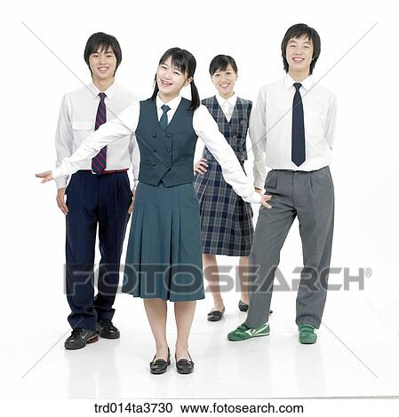 Teens in school uniform standing in a row View Large Photo Image Stock Image - Teens in school uniform standing in a row. Fotosearch