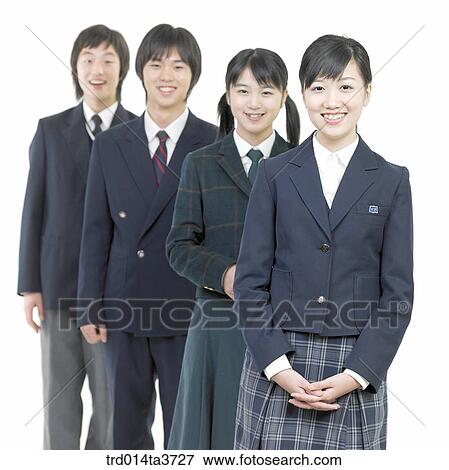 Teens in school uniform standing in a row View Large Photo Image Stock Photo - Teens in school uniform standing in a row. Fotosearch