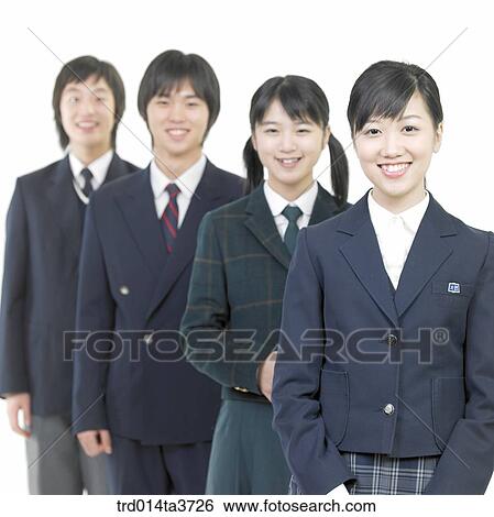 Teens in school uniform standing in a row View Large Photo Image Stock Photograph - Teens in school uniform standing in a row. Fotosearch