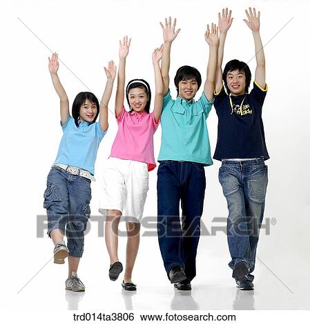 Teens with cheering View Large Photo Image Stock Photograph - Teens with cheering . Fotosearch
