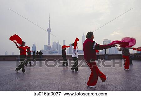 China, Shanghai, Chinese in middle of exercise View Large Photo Image Stock Photo - China, Shanghai, Chinese in middle of exercise. Fotosearch