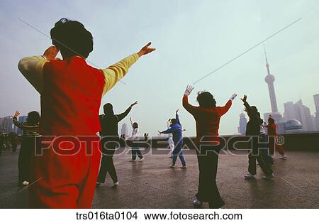 Picture - China, Shanghai, chinese practicing gymnastics. Fotosearch