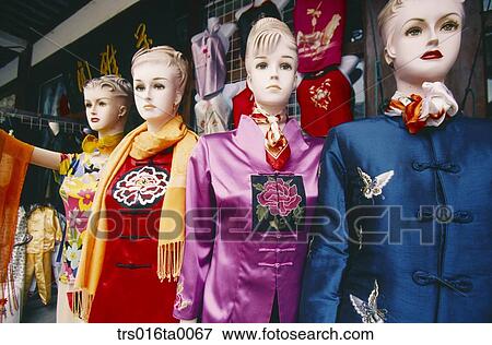 China, Shanghai, mannequin wearing silk clothes View Large Photo Image Stock Photo - China, Shanghai, mannequin wearing silk clothes. Fotosearch