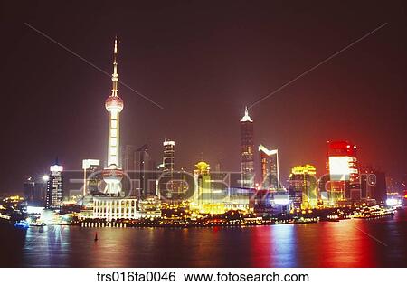 China, Shanghai, night scene of Pudong View Large Photo Image Stock Photograph - China, Shanghai, night scene of Pudong. Fotosearch
