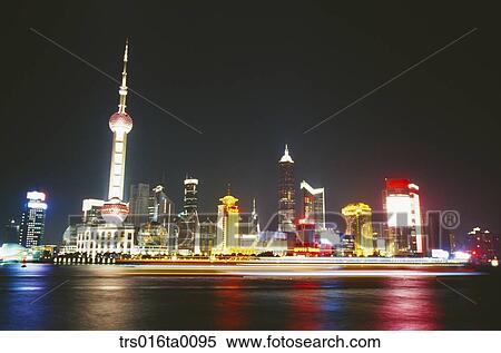 China, Shanghai, night scene of pudong area View Large Photo Image Stock Photography - China, Shanghai, night scene of pudong area. Fotosearch