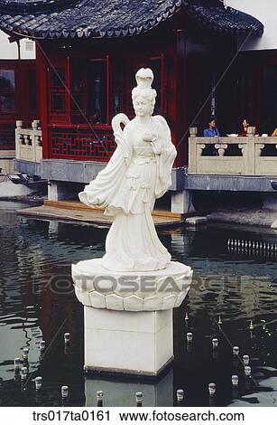 China, Shanghai, statue of angel in front of lake View Large Photo Image Stock Image - China, Shanghai, statue of angel in front of lake. Fotosearch