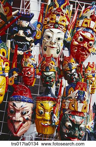 Picture - China, Shanghai, traditional Chinese mask. Fotosearch
