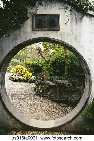 China, Suzhou, Circle shaped entrace of Garden View Large Photo Image Stock Image - China, Suzhou, Circle shaped entrace of Garden. Fotosearch