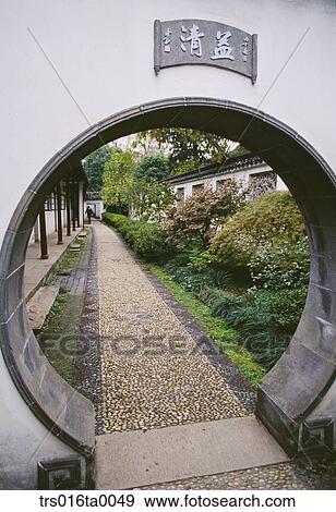 China, Suzhou, Circle shaped entrace of Garden View Large Photo Image Stock Photo - China, Suzhou, Circle shaped entrace of Garden. Fotosearch