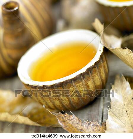 Stock Photo - Close up of Persimmon leaf tea, Chinese tea, Japanese tea. Fotosearch