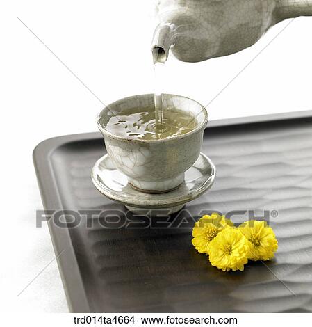 Teapot and teacups with green tea, art of tea making View Large Photo Image Picture - Teapot and teacups with green tea, art of tea making. Fotosearch