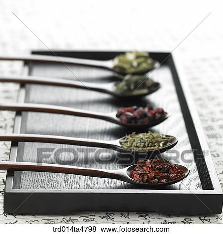Chinese medicine and dispensing spoons View Large Photo Image Stock Photo - Chinese medicine and dispensing spoons. Fotosearch