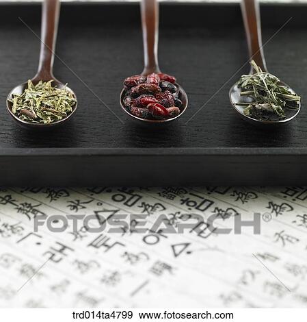 Chinese medicine on spoons View Large Photo Image Stock Photo - Chinese medicine on spoons. Fotosearch