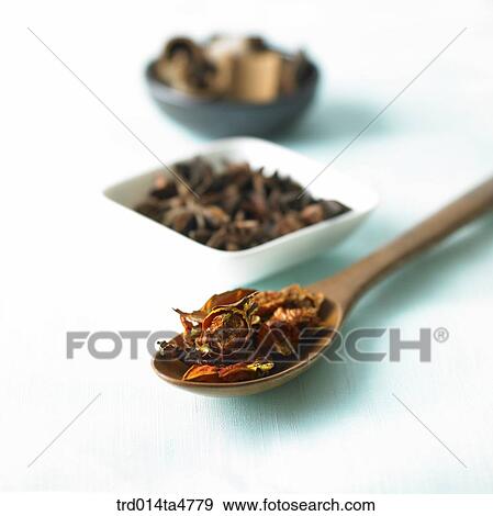 Chinese medicine, Oriental medicine on the spoon, gardenia seeds, cinnamon bark View Large Photo Image Stock Photo - Chinese medicine, Oriental medicine on the spoon, gardenia seeds, cinnamon bark. Fotosearch