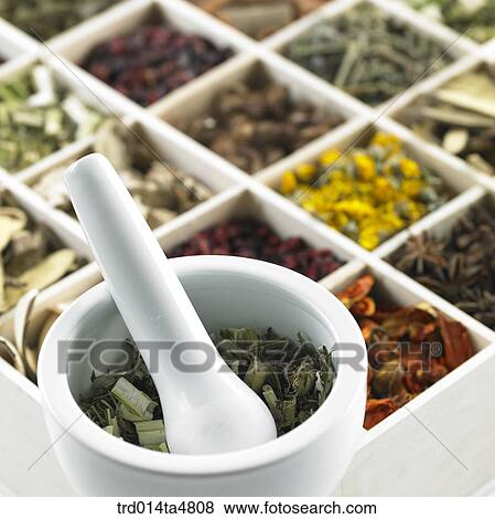 Medical plants on the bowl and chinese medicine on the sectional container View Large Photo Image Stock Photo - Medical plants on the bowl and chinese medicine on the sectional container. Fotosearch