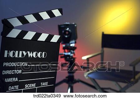 Image/shooting equipment, a clapperboard, a chair and a camera View Large Photo Image Stock Photo - Image/shooting equipment, a clapperboard, a chair and a camera. Fotosearch