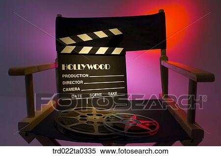 Image/shooting equipment, a clapperboard, a chair and a film View Large Photo Image Stock Photography - Image/shooting equipment, a clapperboard, a chair and a film. Fotosearch