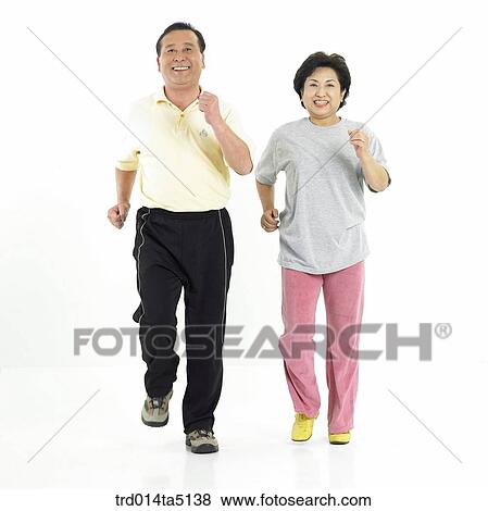 Stock Photo - The old/ a jogging old couple. Fotosearch