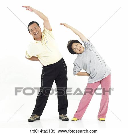 Stock Photography - The old/ an old couple warming up. Fotosearch