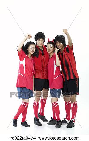Picture - a shouting group of supporters. Fotosearch