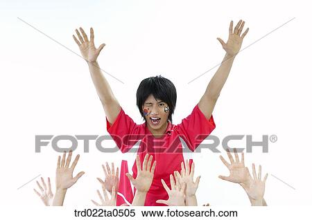 a winking supporter and others' hands View Large Photo Image Stock Photography - a winking supporter and others' hands. Fotosearch