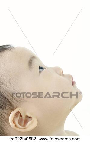 Stock Image - a baby looking upwards. Fotosearch
